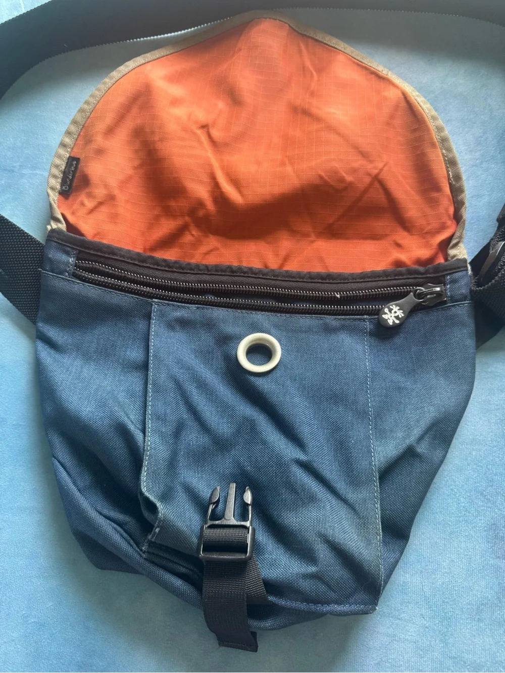 Crumpled Blunderbus Navy and Gray Men's Messenger Crossbody Bag